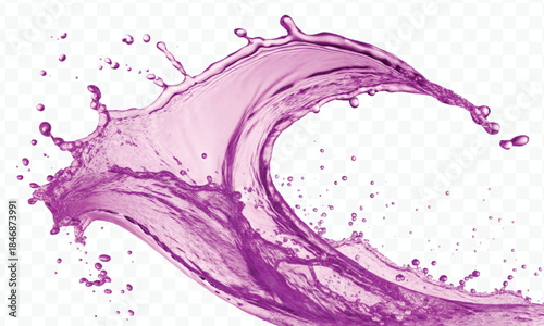 dynamic smooth liquid fresh water splash with drops in mid air cut out and curve style isolated on white background