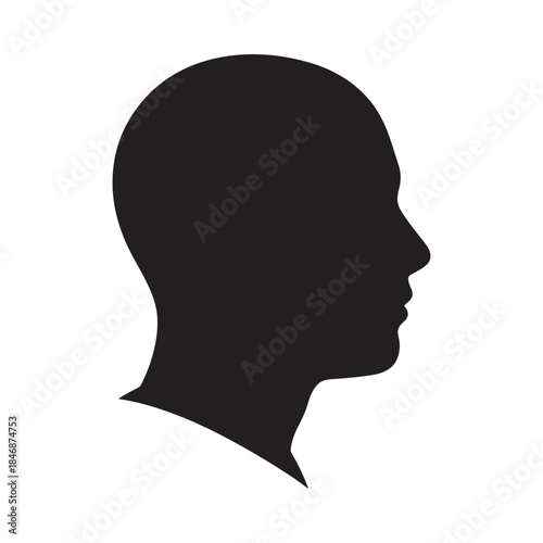 a minimalistic black silhouette of a human head in profile displaying a classic facial structure and simple form high quality professional