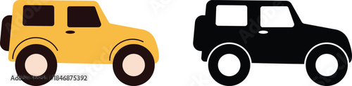 Suv cartoon car Icon set in color and black silhouette style vector Illustration.