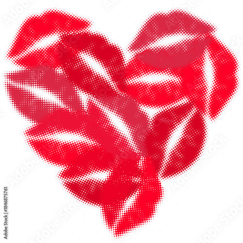 Heart Shape Lip Kiss Mark Valentine Love Symbol, heart shaped by red lipstick, valentines decoration 