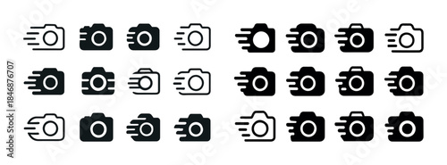 Dynamic camera icons set in various styles and designs