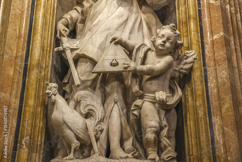 Saint Thecla’s cathedral, Tarragona, Spain. Chapel of Saint Thecla, patron saint of Tarragona. Cardinal virtue : Justice