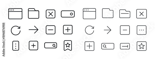 Minimalistic user interface icons set for web and apps