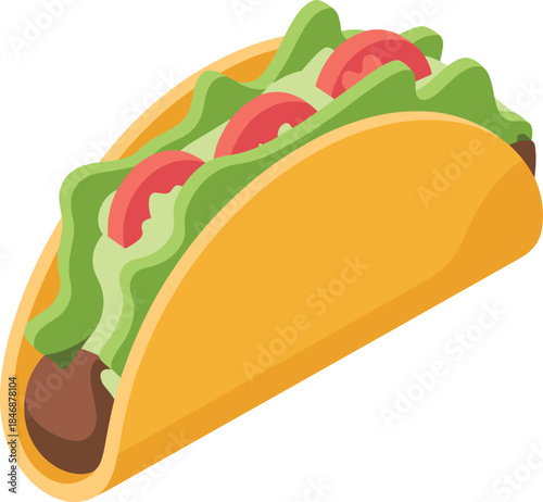 Isometric 3D Taco Vector Illustration - Delicious Mexican Food Icon