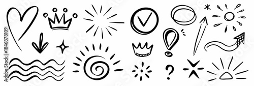 Hand drawn doodle icons for design and decoration