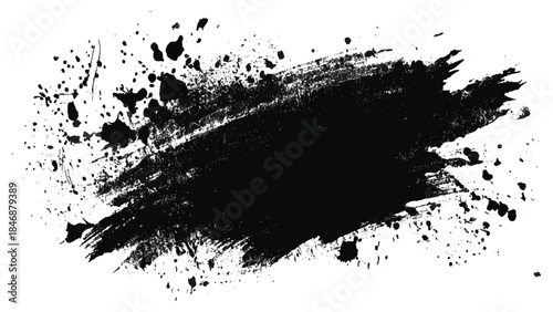 Abstract grunge paint brushstroke texture. scratched dirty ink splatter stains black and white brush stroke artistic vector background design.