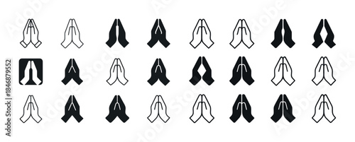 Collection of prayer hand icons in various styles and designs