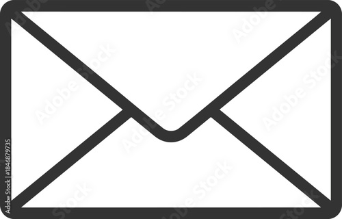 Minimalist envelope mail icon line illustration simple email message symbol outline design isolated on white background