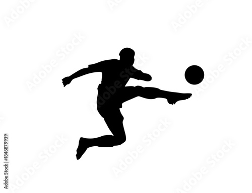 Silhouette illustrator photo of a person kicking a ball 