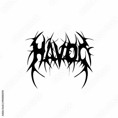 Havoc logo in raw black metal form, featuring jagged, thorn-like typography that captures pure darkness and underground sonic chaos.