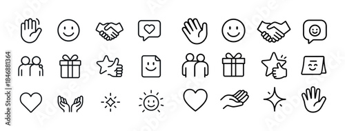 Minimalist line icons for communication and emotion
