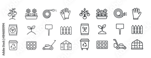 Garden tools and icons collection for planting and landscaping
