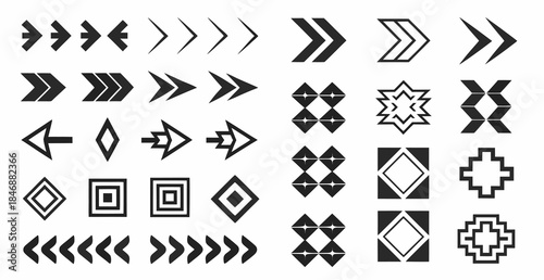 Collection of modern geometric arrow icons and symbols