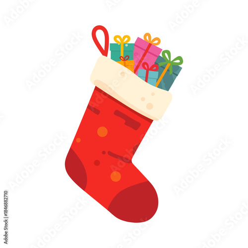 Christmas stocking filled with gifts