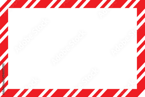 Candy cane christmas frame with blank space. Christmas border frame. Merry Christmas Candy cane rectangle frame card elements decoration. New Year picture frame ribbon. Xmas striped border