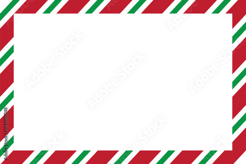 Candy cane christmas frame with blank space. Christmas border frame. Merry Christmas Candy cane rectangle frame card elements decoration. New Year picture frame ribbon. Xmas striped border