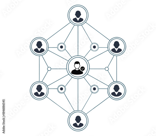 Network connections and centralized hub illustration