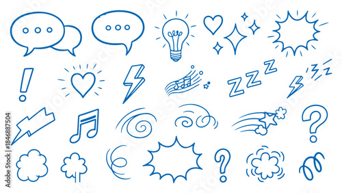 Manga Comic Expression Vector Set – Hand-Drawn Emotion, Motion & Sound Elements, Doodle Symbols, Storytelling Icons, Energy Effects Collection