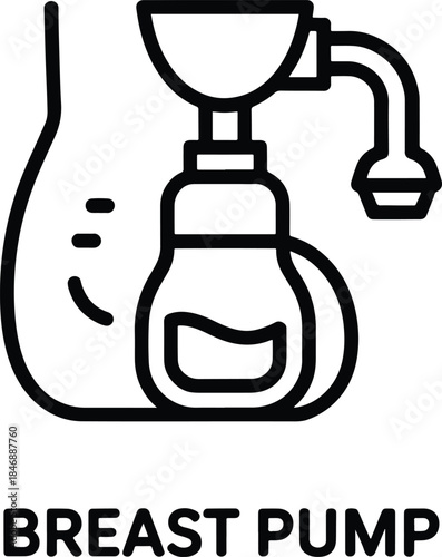 Breast pump icon in outline style vector
