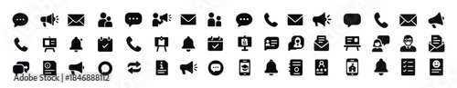 Communication icons collection: phone, email, chat, notification