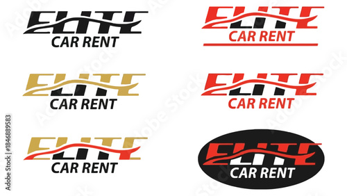 Elite car rental logos in various colors and styles for business branding