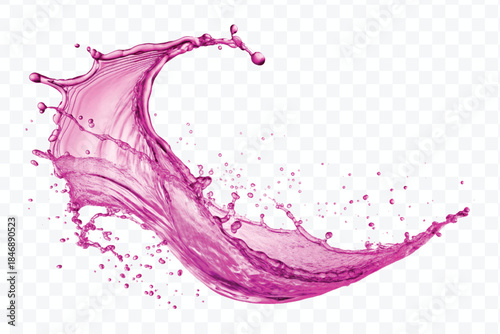 dynamic smooth liquid fresh water splash with drops in mid air cut out and curve style isolated on white background