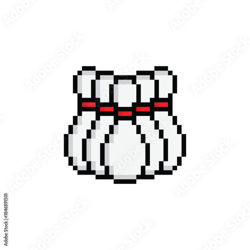 pixel art bowling game 8 bit vector icon for computer game logo