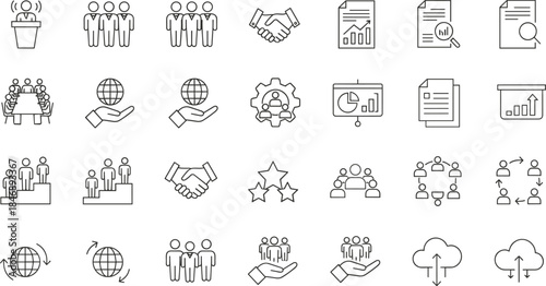 business,management,teamwork,leadership,organization,people,analytics,documents,workflow,communication,collaboration,corporate,icons,outline,vector,set,strategy,office