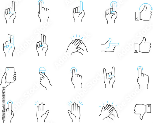 hand,gestures,touch,interaction,user,interface,ui,ux,finger,tap,swipe,click,signal,communication,outline,vector,icons,set