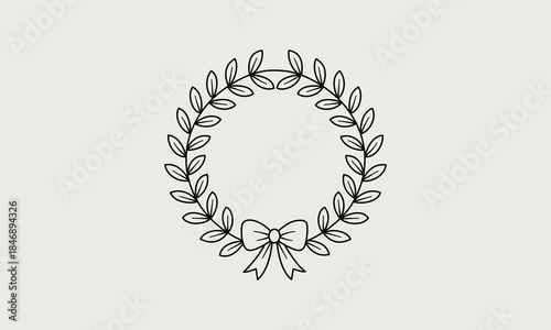 Elegant floral wreath with bow for decoration or celebration