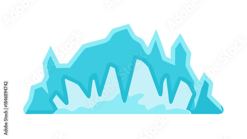 Cartoon blue ice floe or iceberg illustration, stylized jagged ice formation