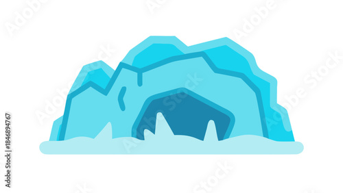 Iceberg Floating on Calm Ocean Minimal Vector Illustration on White Background