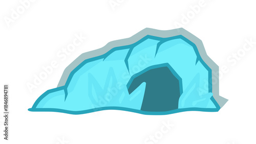 Iceberg Floating on Calm Ocean Minimal Vector Illustration on White Background