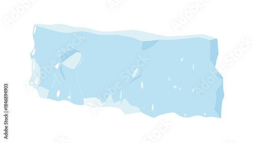 Iceberg Floating on Calm Ocean Minimal Vector Illustration on White Background