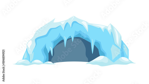 Iceberg Floating on Calm Ocean Minimal Vector Illustration on White Background