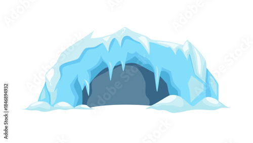 Iceberg Floating on Calm Ocean Minimal Vector Illustration on White Background
