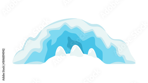Iceberg Floating on Calm Ocean Minimal Vector Illustration on White Background