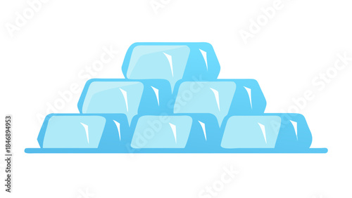 Iceberg Floating on Calm Ocean Minimal Vector Illustration on White Background
