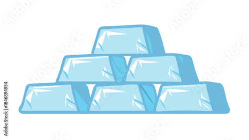 Iceberg Floating on Calm Ocean Minimal Vector Illustration on White Background