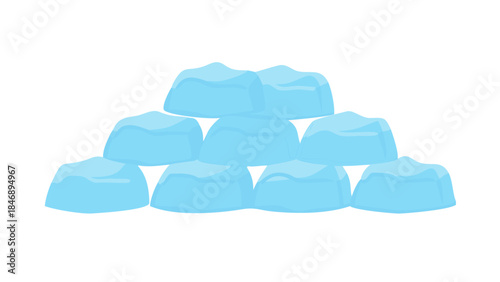 Iceberg Floating on Calm Ocean Minimal Vector Illustration on White Background