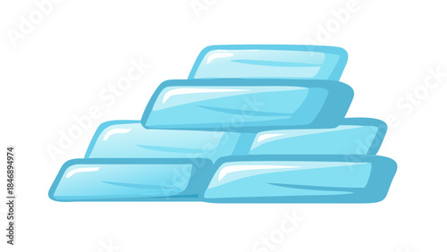 Iceberg Floating on Calm Ocean Minimal Vector Illustration on White Background