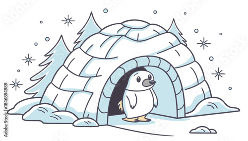 Iceberg Floating on Calm Ocean Minimal Vector Illustration on White Background