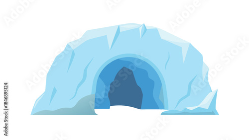Iceberg Floating on Calm Ocean Minimal Vector Illustration on White Background