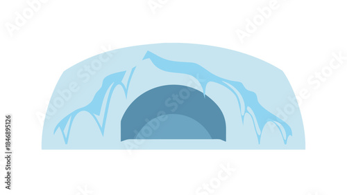 Iceberg Floating on Calm Ocean Minimal Vector Illustration on White Background