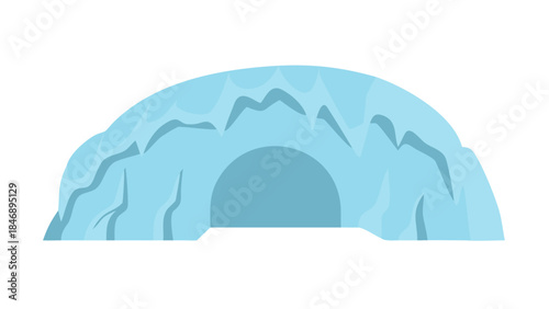 Iceberg Floating on Calm Ocean Minimal Vector Illustration on White Background