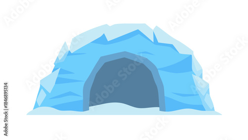 Iceberg Floating on Calm Ocean Minimal Vector Illustration on White Background