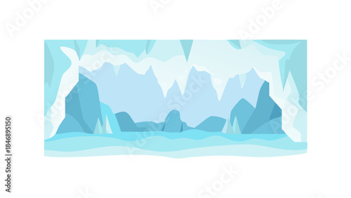 Iceberg Floating on Calm Ocean Minimal Vector Illustration on White Background