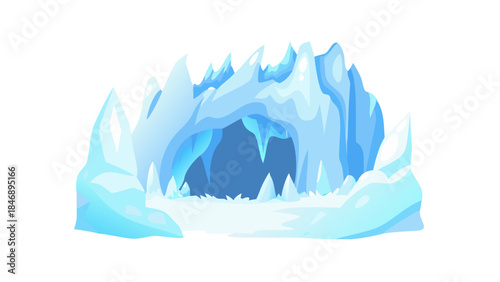 Iceberg Floating on Calm Ocean Minimal Vector Illustration on White Background