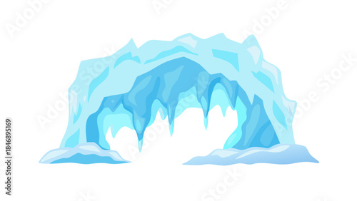 Iceberg Floating on Calm Ocean Minimal Vector Illustration on White Background