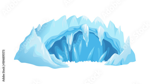 Iceberg Floating on Calm Ocean Minimal Vector Illustration on White Background